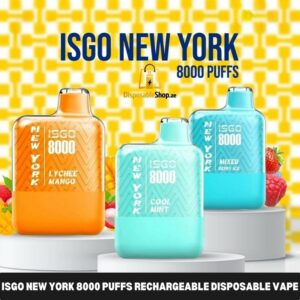 isgo new york 8000 puffs rechargeable disposable vape in uae