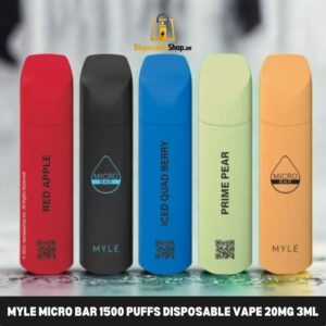 Myle Micro Bar 1500 Puffs Disposable Vape 20mg 3ml Waterproof In Dubai